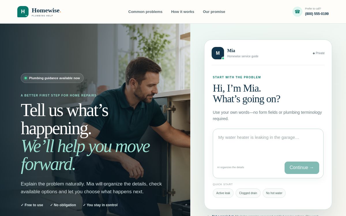 Mia on a consumer website